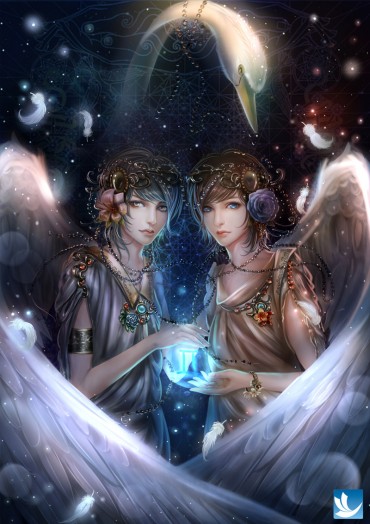 张文慧双子座 by 奇天插画_插画_绘画艺术 - 翼狐网