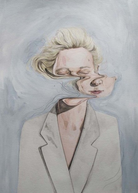 看起来有些孤独与抑郁风格的美式人物插画