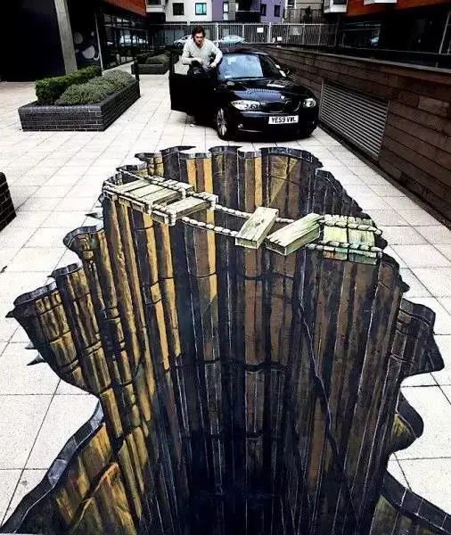 摘要:非常有创意!画在地面上的3d涂鸦.咋一看,让人深感惊恐!