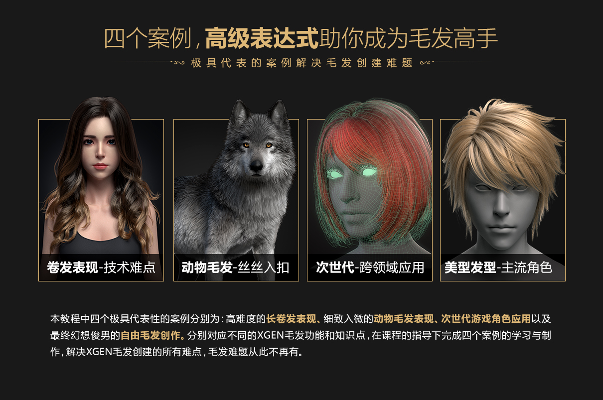 《XGEN毛发宝典》-黄惠峰次世代与影视写实毛发系统教学【多案例】简介