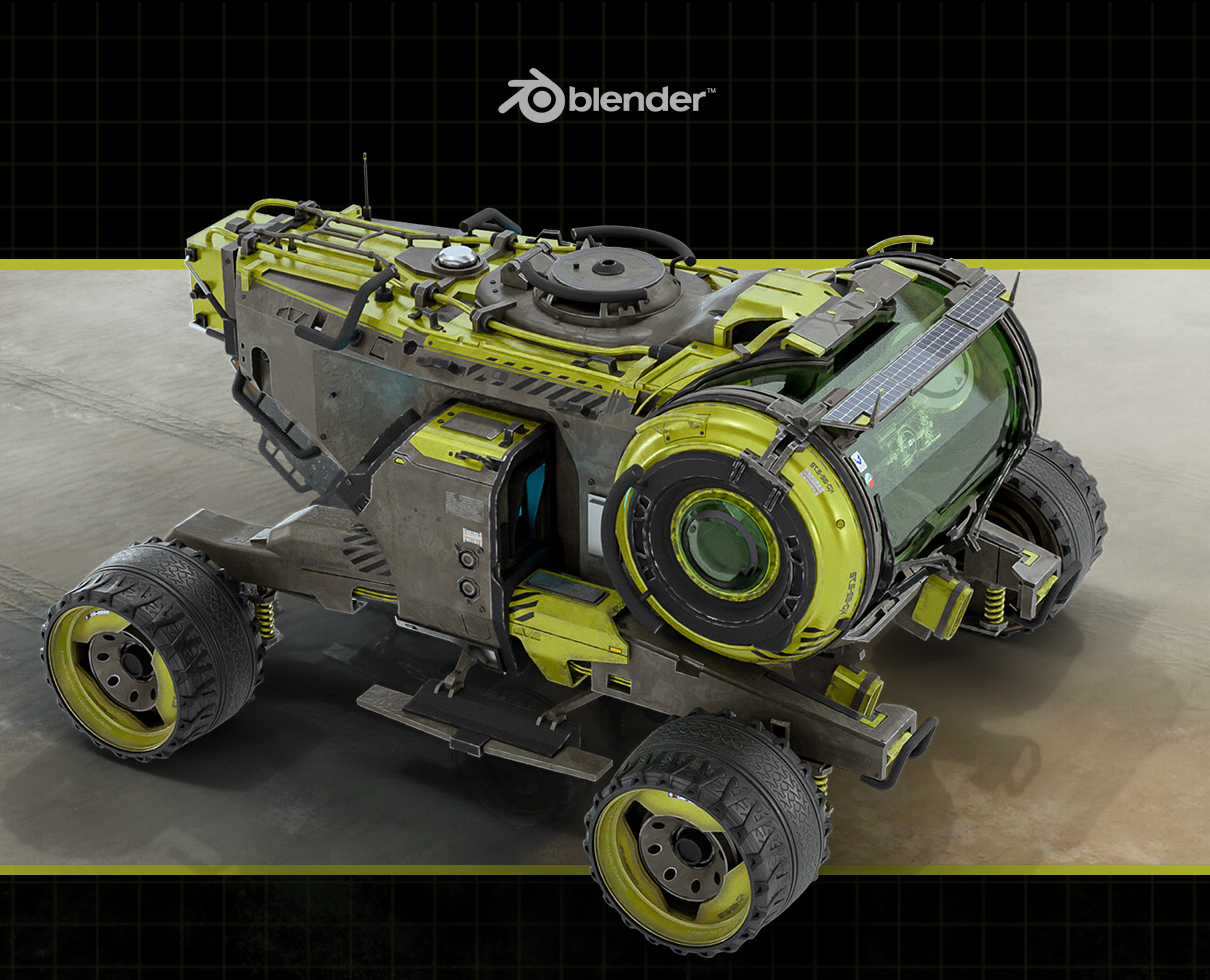 Blender科幻风格《火星探索车》硬表面载具概念设计