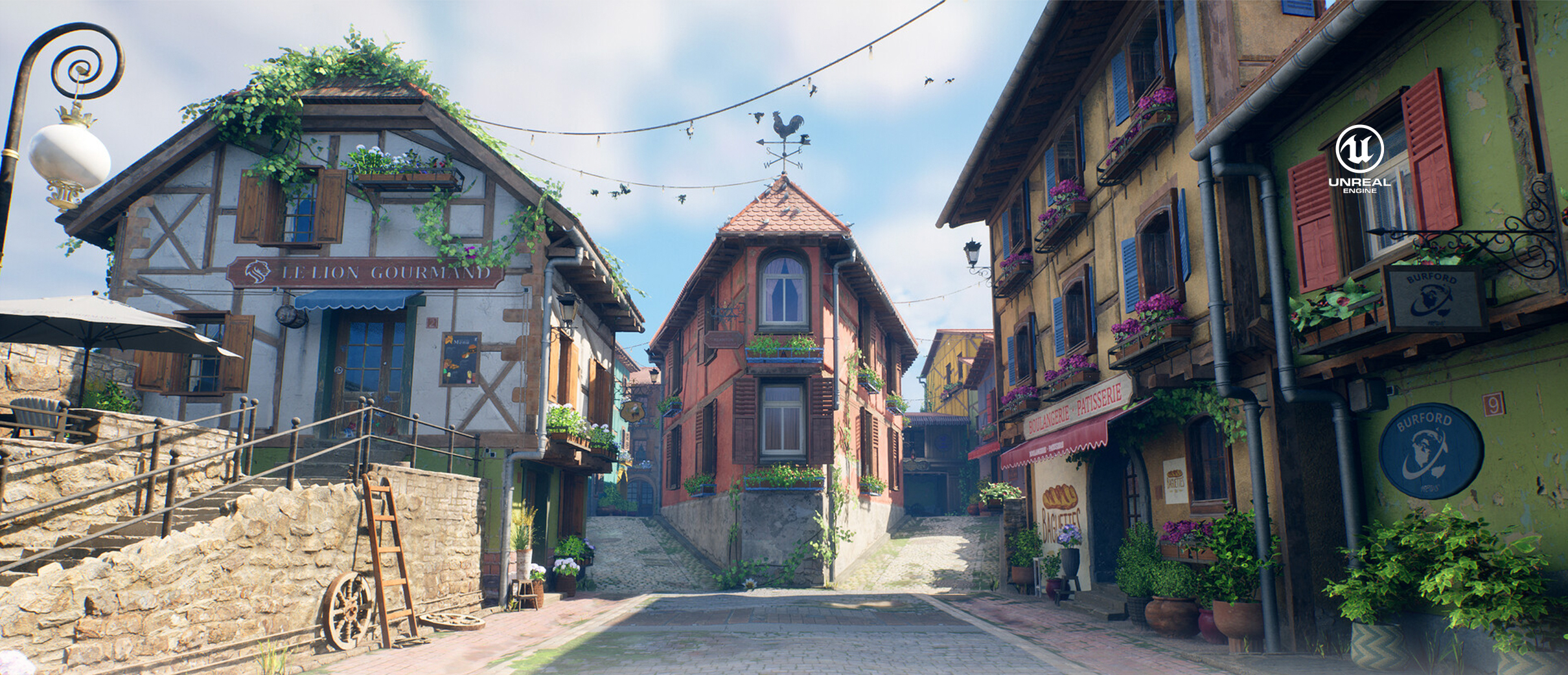 UE5-FPS游戏场景《欧洲小镇》建模材质渲染全流程教学